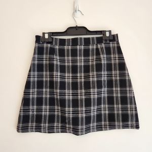 Black and White Plaid Mini Skirt